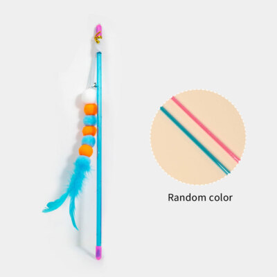 3PCS Cat Plush Teaser Wand with Bell Pet Interactive Feather Toys Cat Stick
