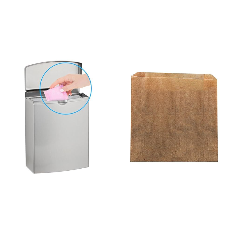 Bobrick B-270 Stainless Steel Sanitary Napkin Disposal Bin – Wall-Mounted, 1 Gallon, Flip-Top
