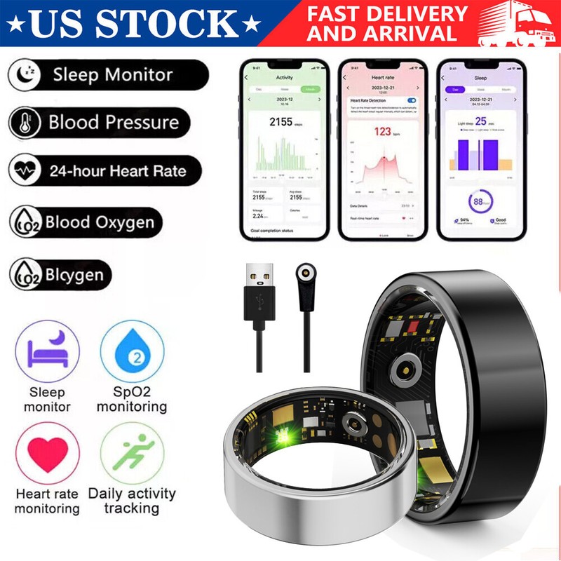 Smart Ring Health Tracker Calories/Heart Rate/Blood Oxygen/Sleep Monitoring IP65