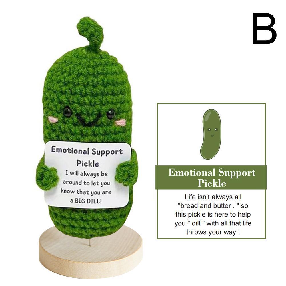 Handmade Cute Emotional Support Pickled Cucumber, Crochet Positive