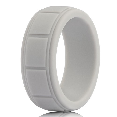 Silicone Wedding Ring for Men Rubber Wedding Workout Sport Yoga Bands 8mm Width