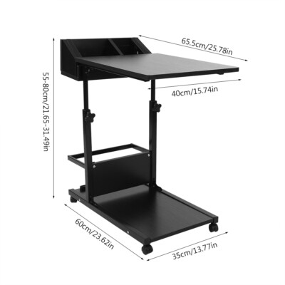 Portable Office Laptop Desk Rolling Adjustable Table Cart Computer Mobile Stand