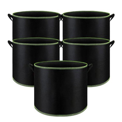 Water Permeable Fabric Grow Pots Set of 5 Aeration Plant Bags 3 12 Gallon Black