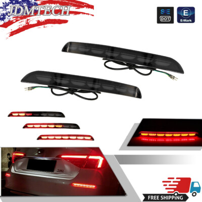 2pcs Smoked Rear Bumper Tail Brake w/ Turn Signal Lights For 2022-up Honda Civic