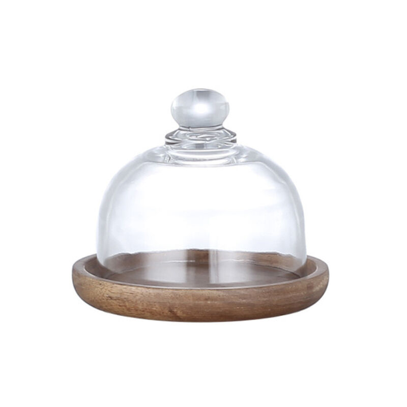 Glass Cake Dome Glass Dome With Wooden Base Mini Glass Cake Stand Safe & Healthy