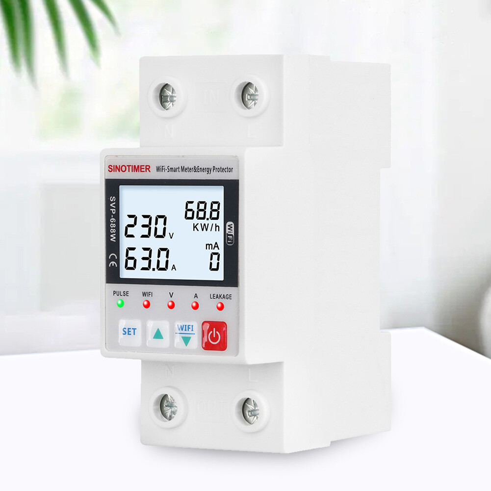 TUYA WiFi Energy Power KWh Meter Remote Control 63A Voltage Protective Device