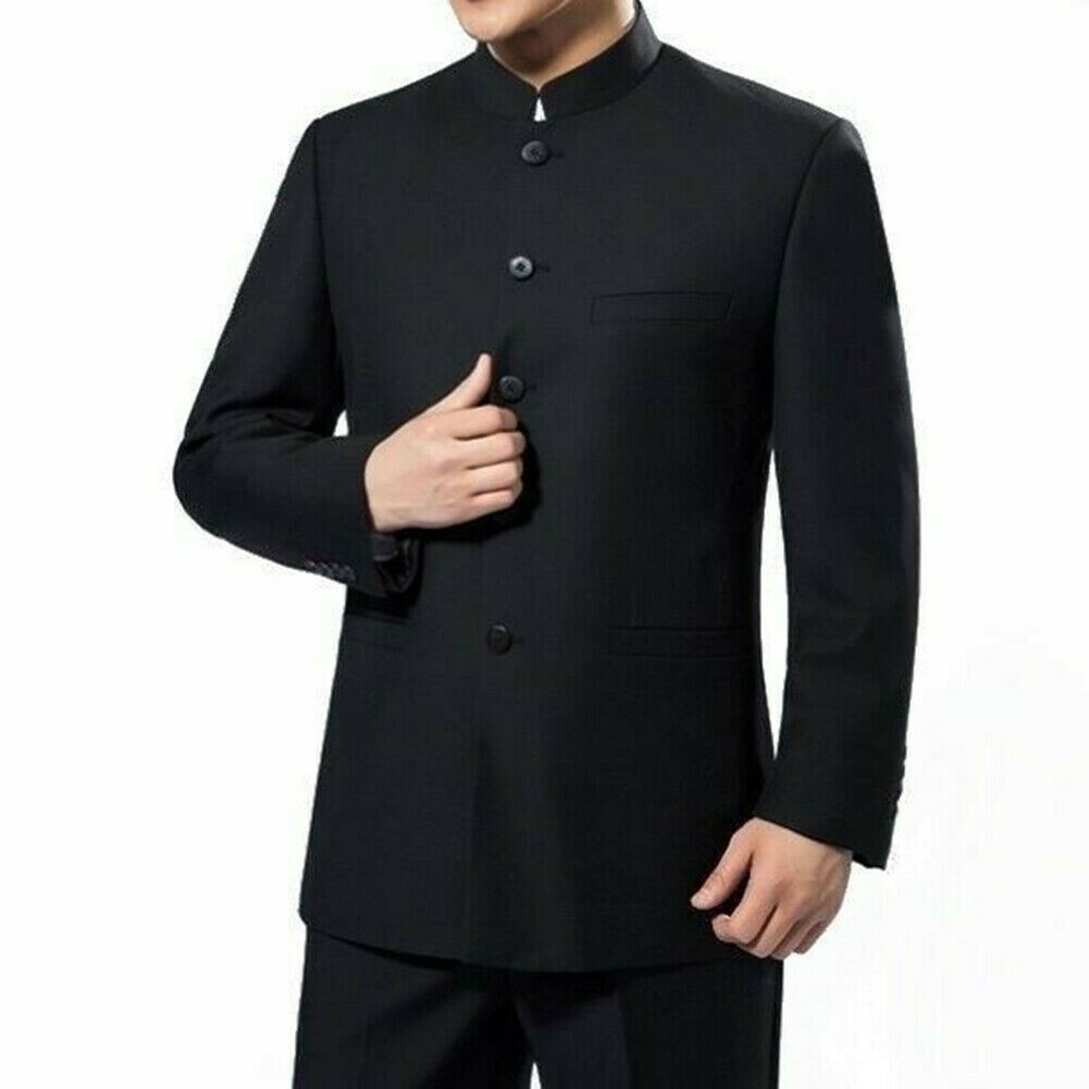 Uomo Monopetto Giacca Abito Cinese Zhongshan Cappotto Colletto Alla Coreana