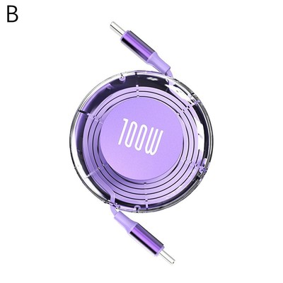 100W Type C to Type C Charging Cable Retractable USB Cables 480Mbps Data Cable