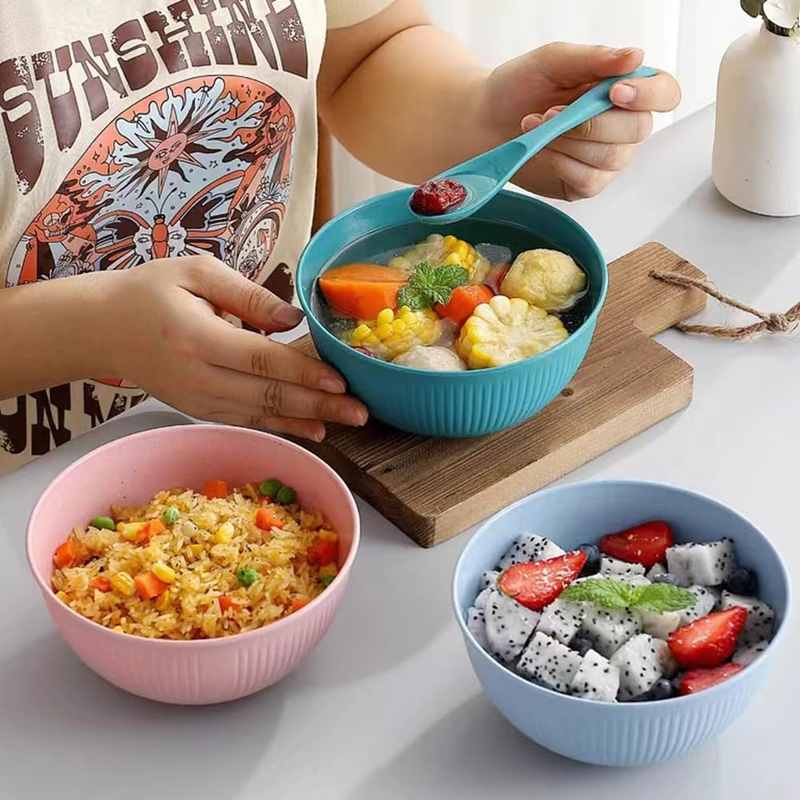 Unbreakable Cereal Bowls (Set of 6) 24 OZ, Wheat Straw Bowls Reusable Microwave