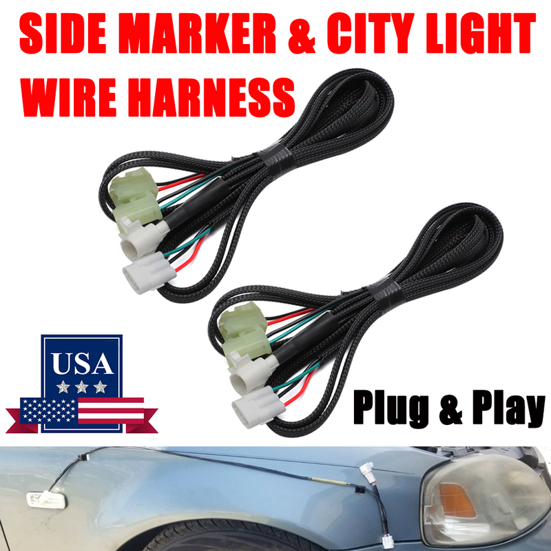 2 X Side Marker & City Light Wire Harness For Honda JDM EG2 EG6 EG9 EK4 EK9 DC2