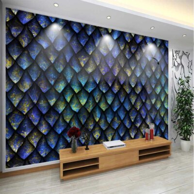 Brilliant Blue Line 3D Full Wall Mural Photo Wallpaper Printing Home Kids Decor