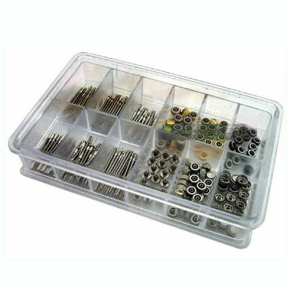 144 Pcs New Watch Stem+Watch Crown Parts Box Set For Ladies And Quartz Watches