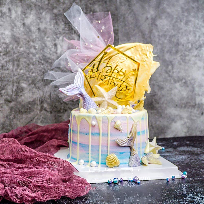 8 Pcs Acrylic Glitter Gold Cake Topper Acrylic Cake Toppers Happy Birthday Cake