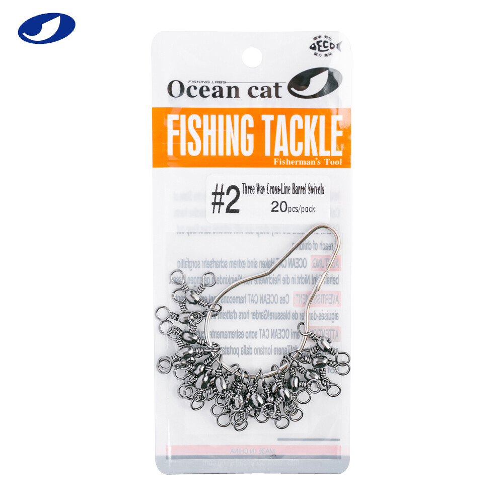 OCEAN CAT Three Way Cross-Line Barrel Swivel T-Turn Tackle Saltwater Fishing