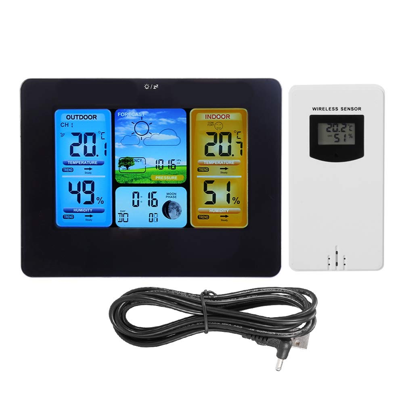 , Wall-mounted Lcd Digital Wireless Weather Station Clock Th