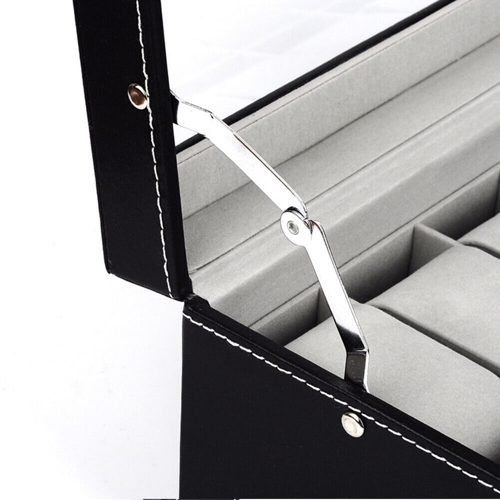 US12 Slot PU Leather Lockable Watch Storage Boxes Jewelry Display Drawer Case 9