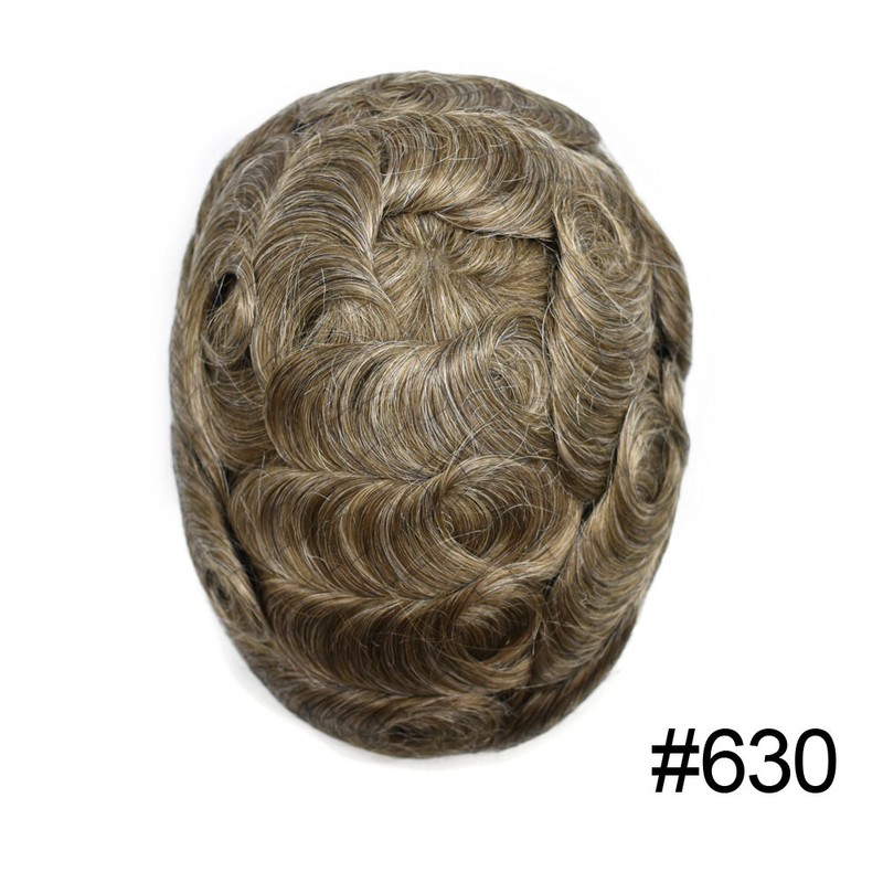 Mens Toupee Human Hair Systems Full Poly Thin Skin Hair