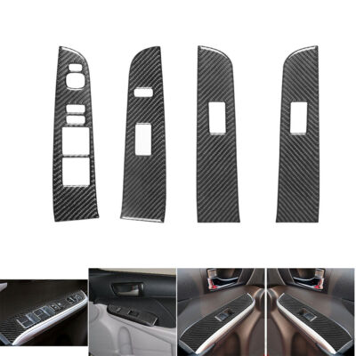 4Pcs For Toyota Camry 2012-2014 Carbon Fiber Interior Window Control Cover Trim