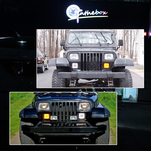 Fits Jeep 1987-1995 Wrangler YJ Clear Switchback LED DRL Turn Signal Lights 2PCS