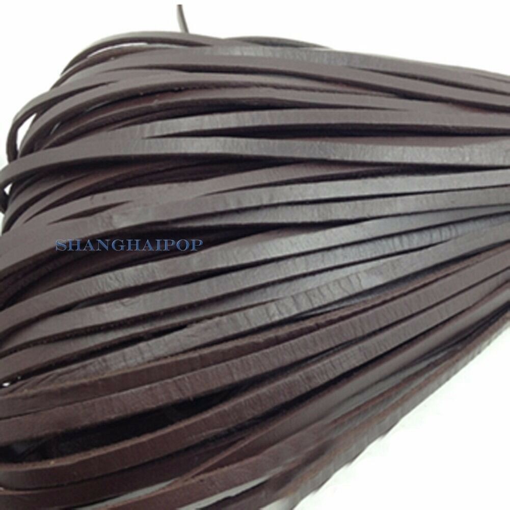 10M Flat Genuine Leather Rope Cord for Bracelet Necklace Strap DIY 3/4/5/8/10mm