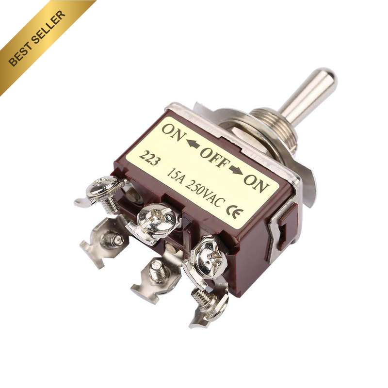 3 Position Toggle Switch, on off on Momentary 6 Pin 12Mm 15A 250VAC, Durable Mat