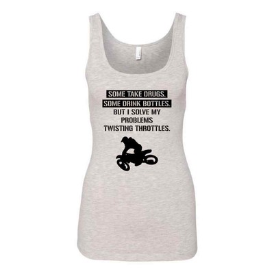 I Solve My Problems Twisting Throttles Funny Dirt Bike Ladies Womens Tank Tops