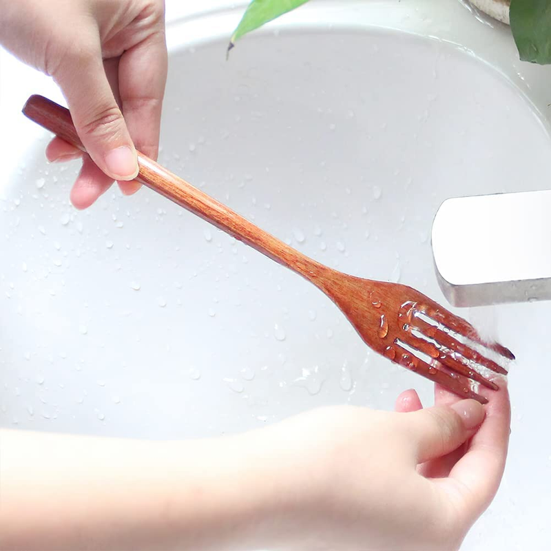 Forks,Wooden Forks,  6 Pieces Eco-Friendly Japanese Wood Salad Dinner Forks Wood