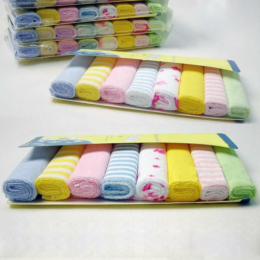 8Pcs//Pack Infant Newborn Baby Soft Bath Towel Washcloth Feeding Wipe Bibs Cloth