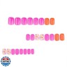 RUPOFUZA Short Press on Nails Square Fake Nails Rose Red Acrylic Full Cover False Nails Press ons Orange Glue on Nails With Lovely Little Flowers Artificial Nails for Women Girls 24 Pcs