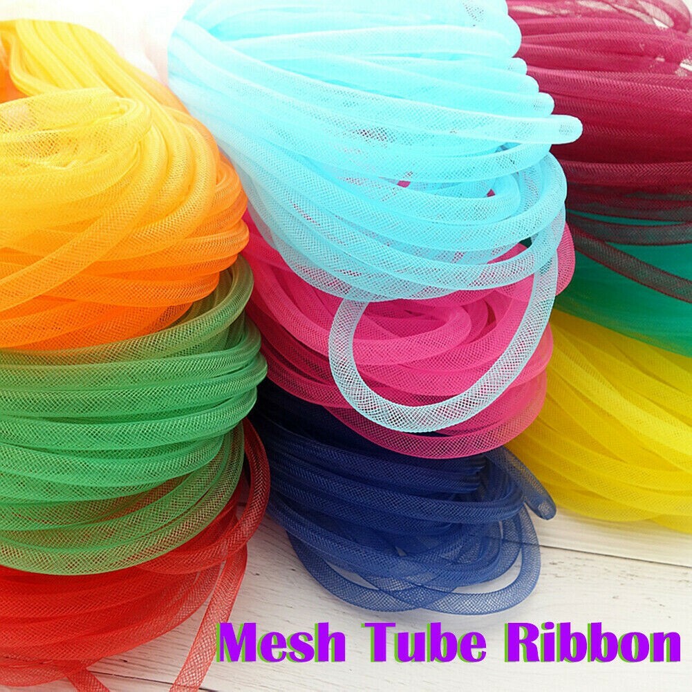 10m Mesh Tube Ribbon Tubing Hair Design Christmas Holiday Wreath Crafts