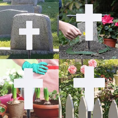 Solar Lighted Cross Grave Cemetery Light Garden Cross Marker Heartfelt Cemete...