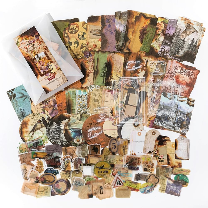 Vintage Scrapbook Supplies Kit,  200Pcs Junk Journal Supplie