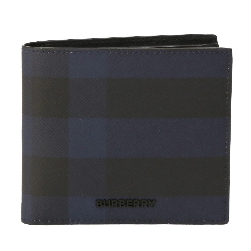 Pre-owned Burberry Wallet Men Bi-fold Cc Bill Coin Canvas 8073284 A2519 Navy In Blue