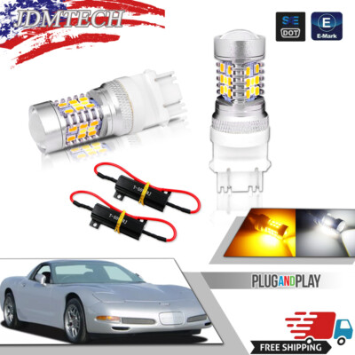 2pcs Switchback LED DRL Lamps Turn Signal Lights Bulbs For Corvette C5 1997-2004