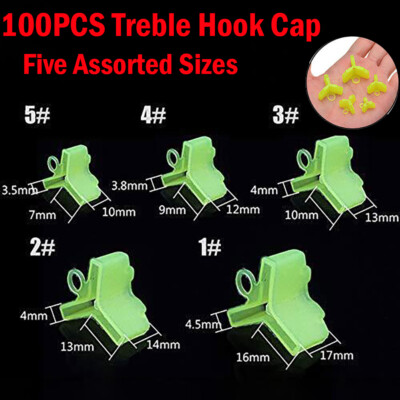 100pcs Treble Fishing Hook Bonnets Cap Safety Hook Cover Treble Hook Caps 5 Size