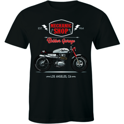 Mechanic Shop Bobber Garage Est.1964 USA Motorcycle Biker T-Shirt Tee Bike Gifts