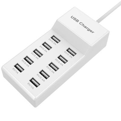 10-Port USB Wall Charger Station with Rapid Charging Auto Detect Technology S...