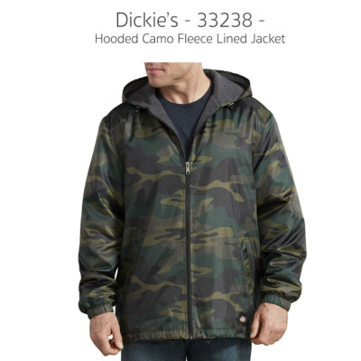 

Мужская куртка Dickies 33238 с капюшоном и камуфляжной подкладкой на молнии на флисовой подкладке, Hunter green, 33238