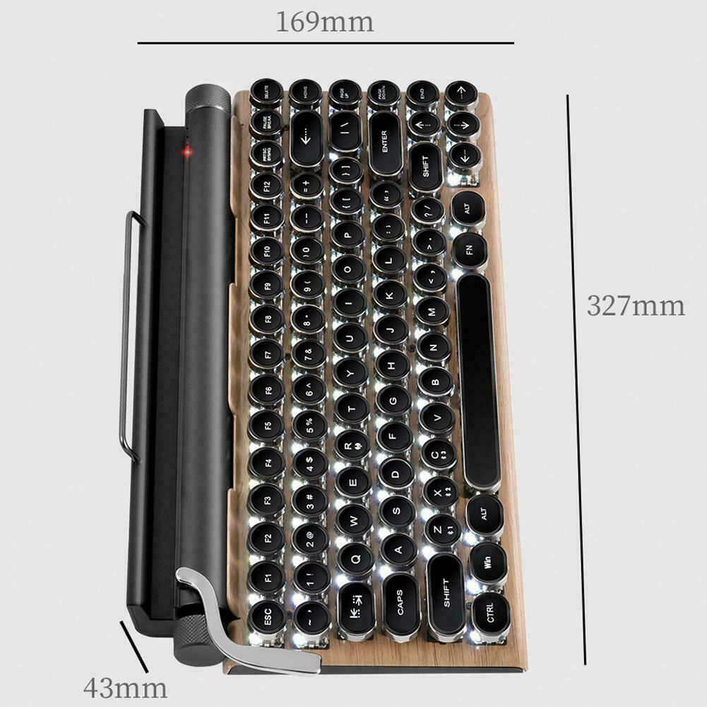 Typewriter Keyboard Wireless Bluetooth RGB Colorful For Tablet Laptop G1F8