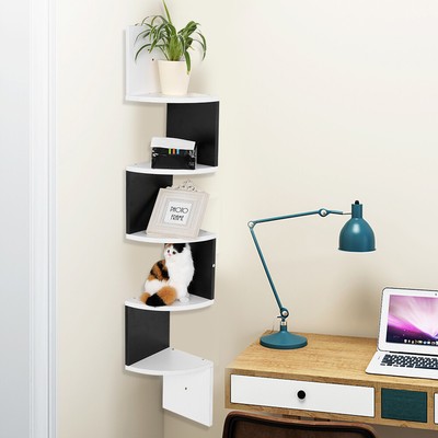 Wandregal Hängeregal Eckregal Bücherregal Zick Zack Design Regal Schwarz Weiß