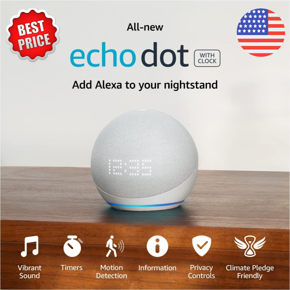 Amazon Echo Dot 5th Gen with clock Smart speaker with clock