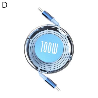 100W Type C to Type C Charging Cable Retractable USB Cable Data Cable D1P0