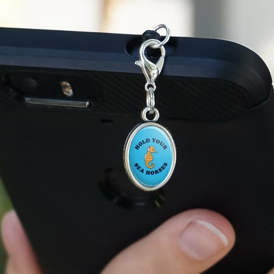 Hold Your Sea Horses Funny Humor Mobile Phone Headphone Jack Oval Charm