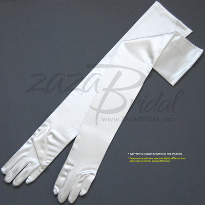 23.5'' Long Shiny Stretch Satin Dress Gloves Opera Length 16BL - Various Colors