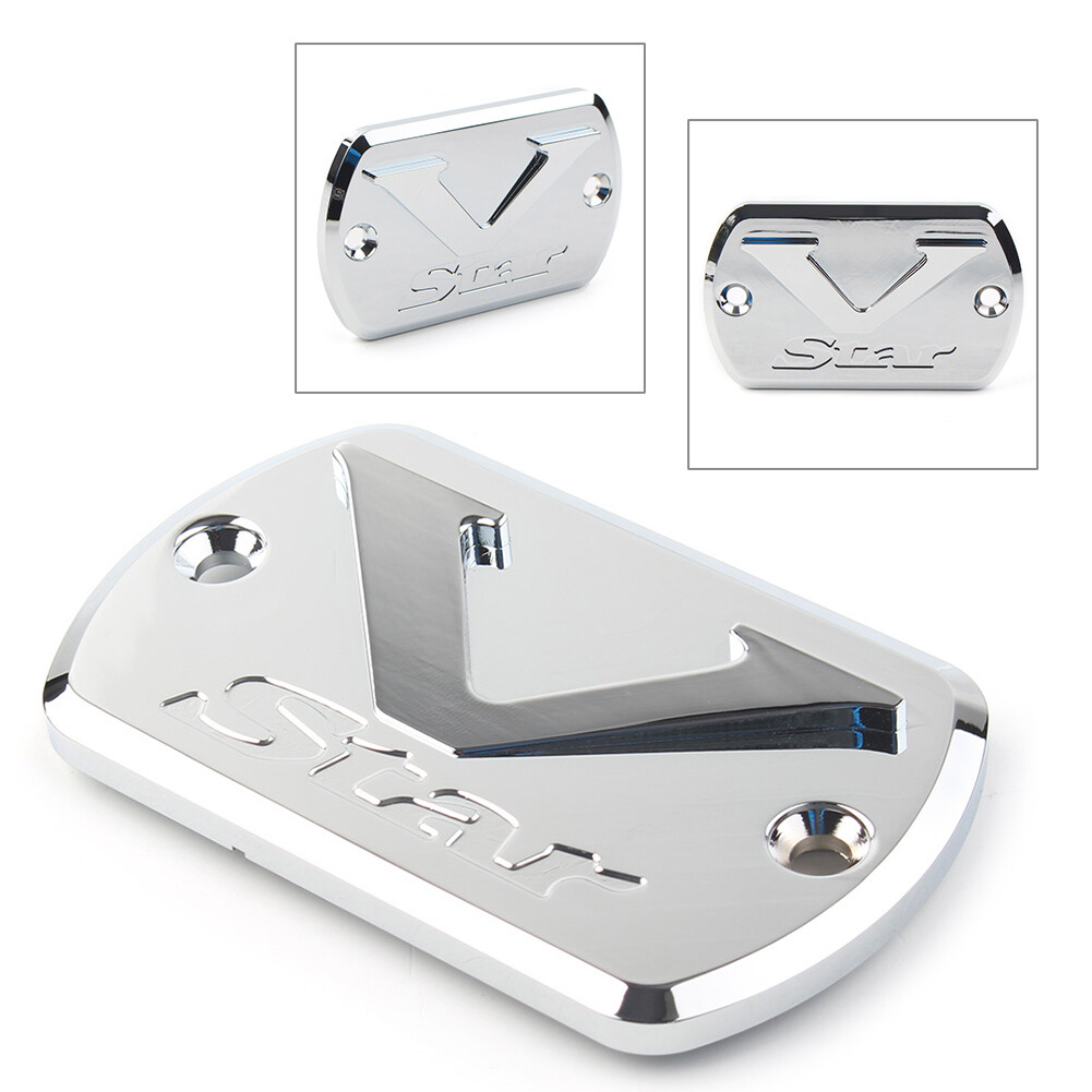Chrome Front Brake Fluid Cap Reservoir Cover For Yamaha V Star XVS 650/1100