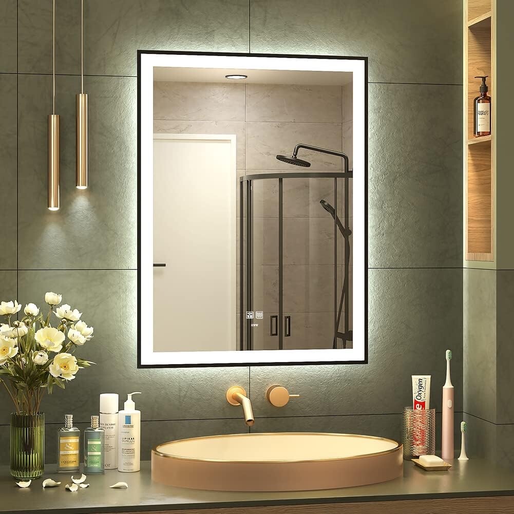 Illuminated Bathroom Mirror with LED Lights Wall Mounted Demister Touch 50x70 cm