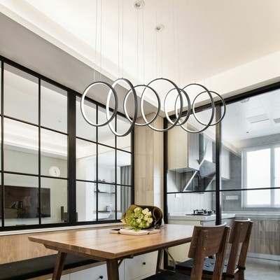 LED Geometry Chandelier Adjustable Rings High-temperature Resistance with Remote