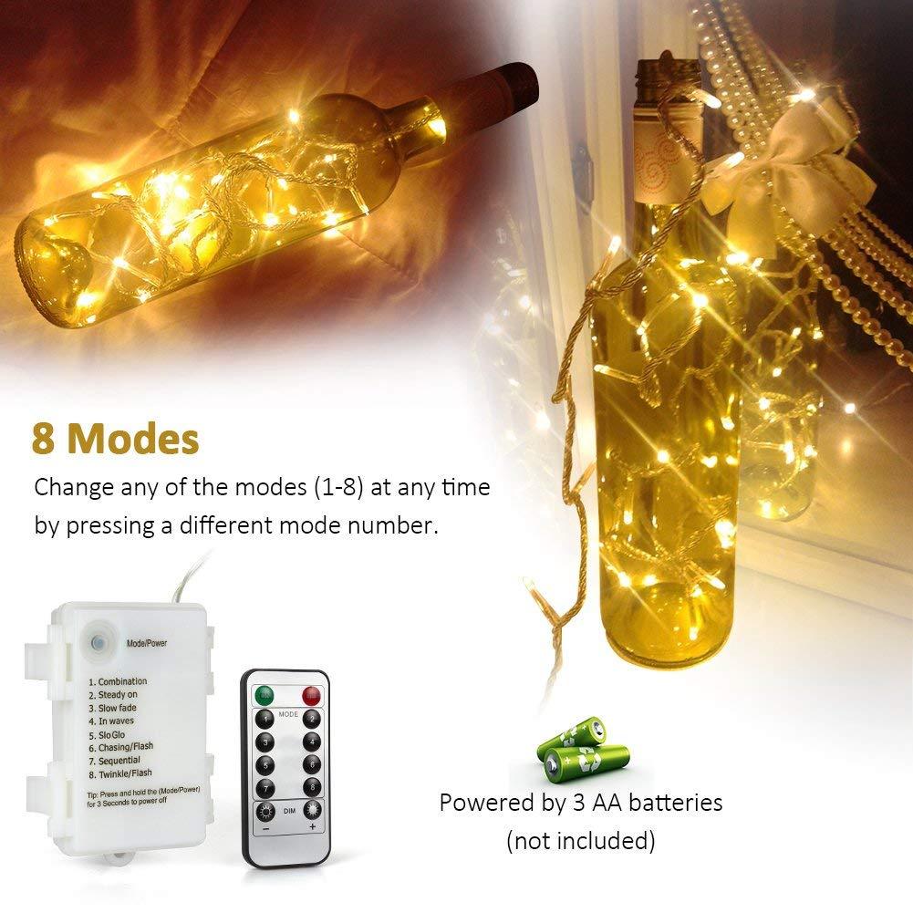 36ft 100 LED Outdoor Battery Fairy Lights Remote and Timer 8 Modes,Dimmable,IP65