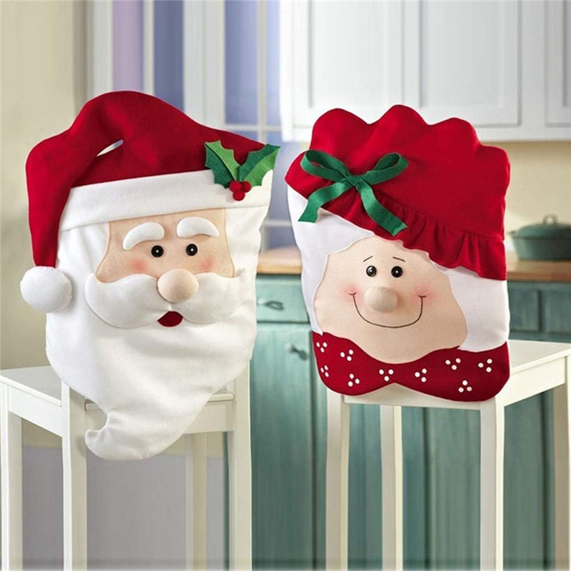 Covers Santa Claus Hat Cover Xmas Chair Back Covers For