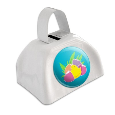 Peeps Hatching Out Of Plastic Easter Egg White Metal Cowbell Cow Bell Instrument